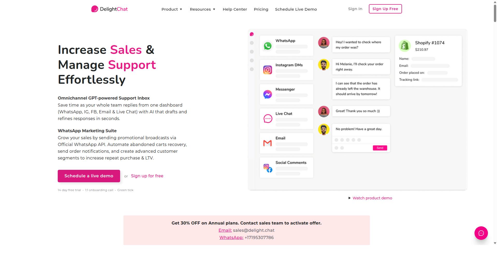DelightChat website