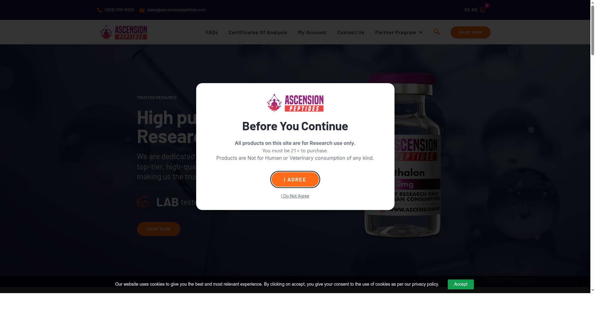 Ascension Peptides website
